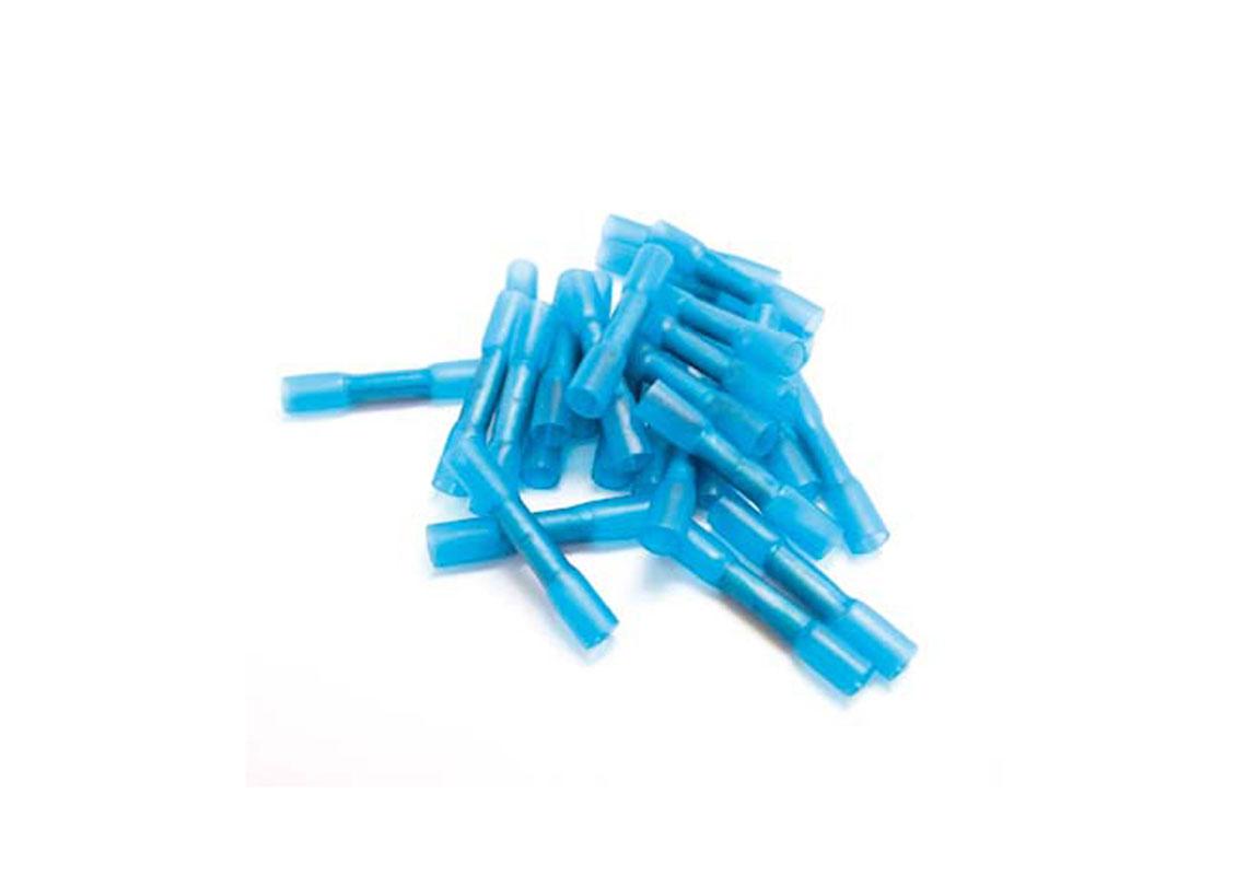100 BLUE HEAT-SHRINKABLE BUTT CONNECTORS